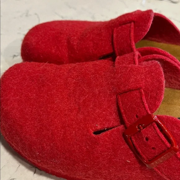 Plakton Red Wool Clogs with Buckle Made in Spain Size 7.5 - Picture 6 of 7